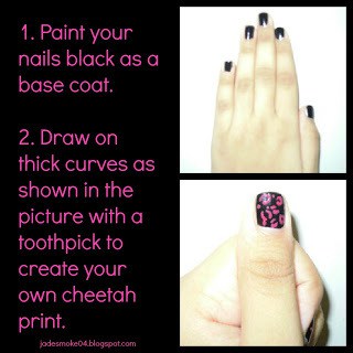 DIY Pink & Black Cheetah Nails