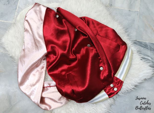 Rosegal Wine Red Autumn Lurex Color Block Baseball Jacket