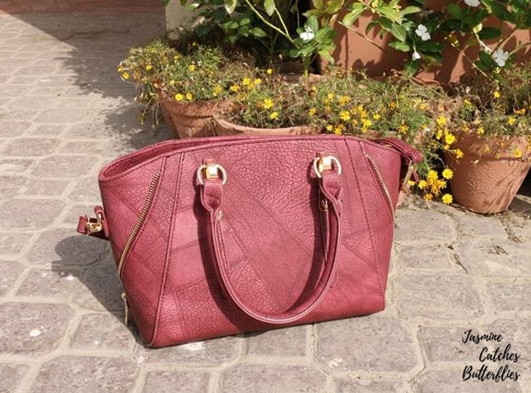 Rosegal Red Metal Zip Embellished Faux Leather Handbag